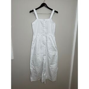 Banana Republic Women's White Cropped Jumpsuit Wide Leg Square Neck Size 4‎